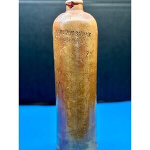 Antique 19thC Dutch Stoneware Bottle Rotterdam J Kamp & Zoon Embossed Gin Bottle